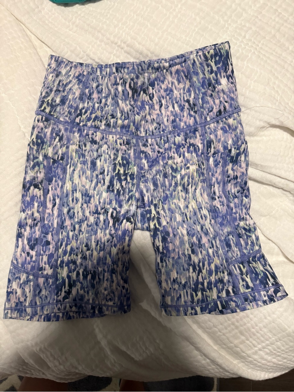 Athleta Lavender Multi-Print Performance Bike Shorts